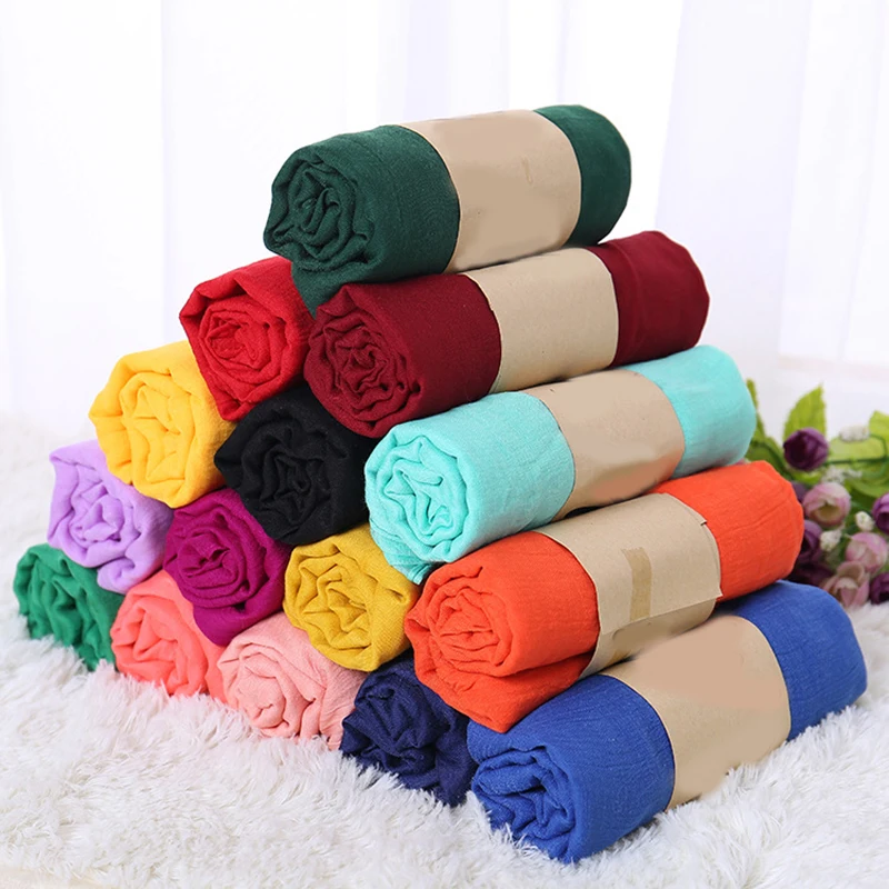 2019 Cotton Linen Silk Scarf 180*55cm Soft Female Candy Colored Long For Women Shawls Winter Gift |