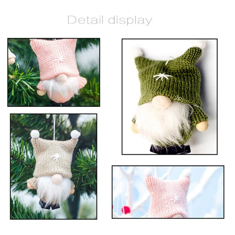 New Christmas Woolen Doll Cute Knitting Figurine Beard Forest Man Christmas Tree Pendant Christmas Decoration