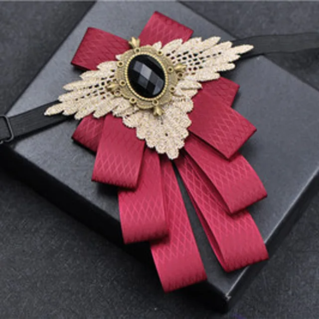 British New Fashion Men's Wedding Performance Groom Wedding-Party Flower Collar Bow Tie Pocket Towel Square Set Men Accessories Wine red plaid