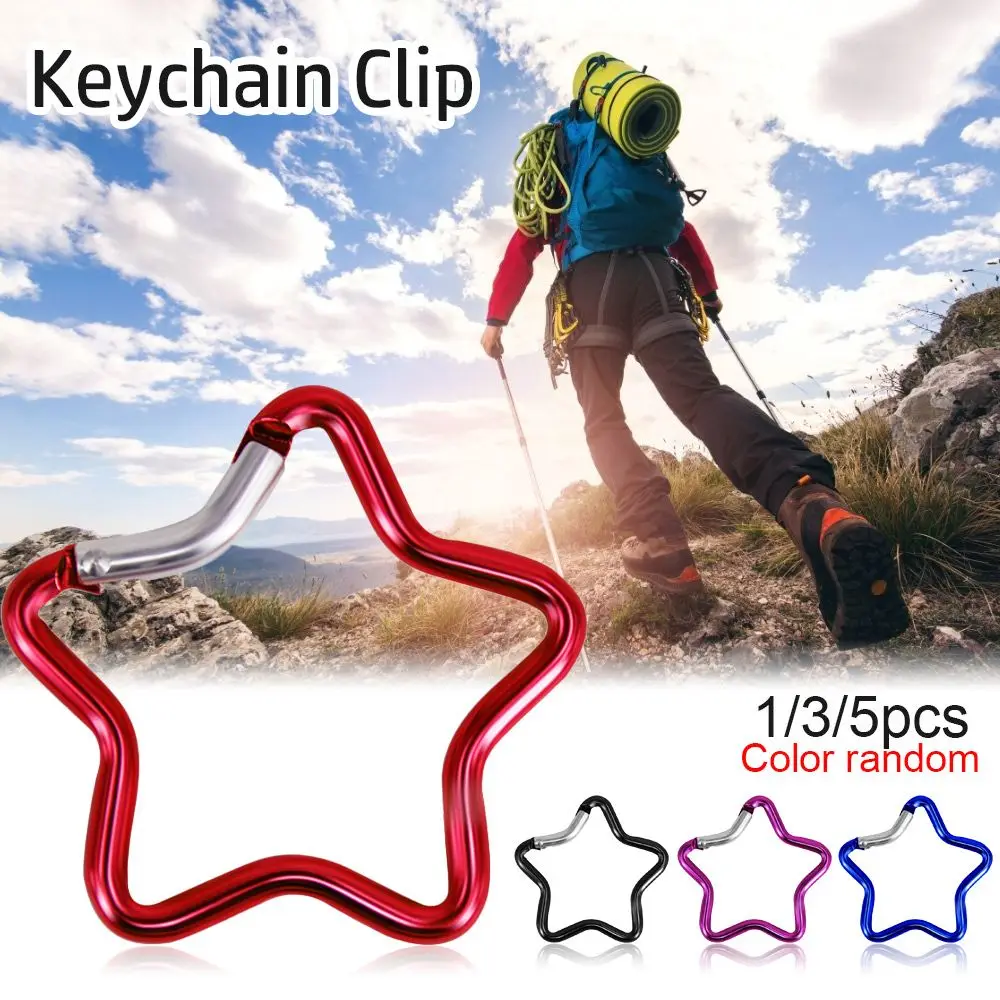 Five-pointed Star Shaped Aluminum Carabiner Key Chain Clip 1/3/5 Pcs