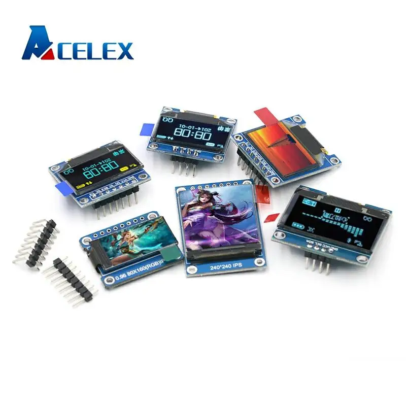 Tft display 0.96 1.3 1.44 1.8 polegada ips 7p spi hd 65k módulo lcd a cores completas st7735/st7789 drive ic 80*160 240*240 (não oled)