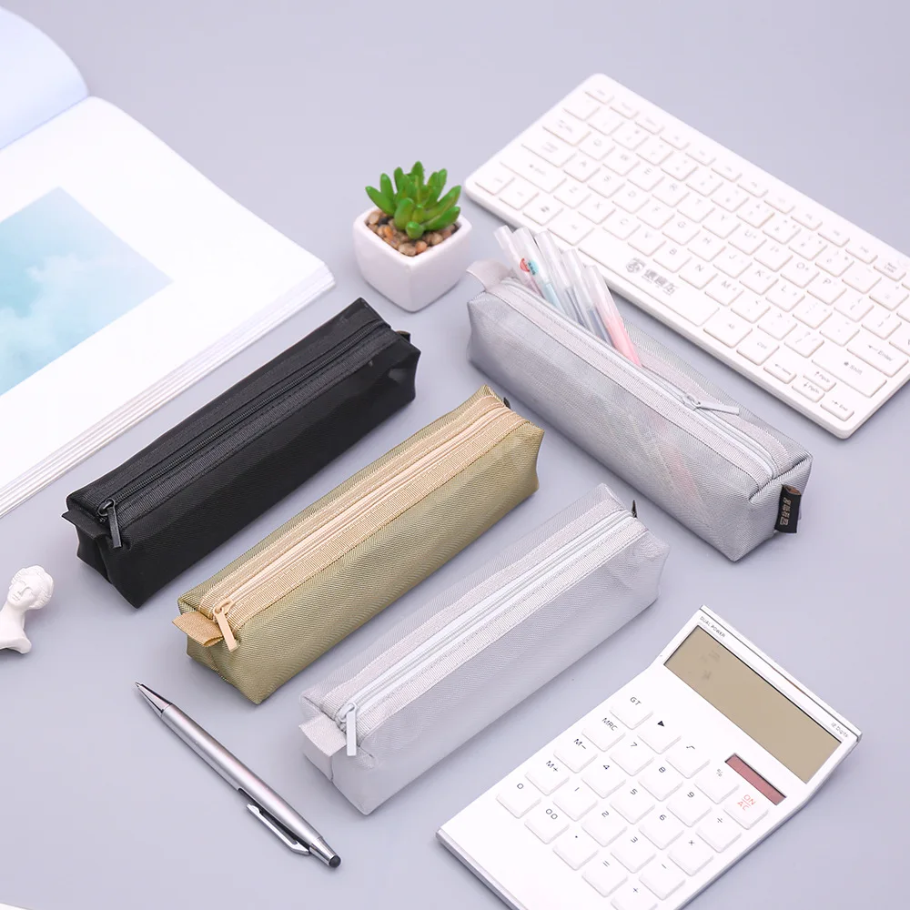 

New stationery student pen transparent net salad chain bag pencil bag simple boys and girls pencil case