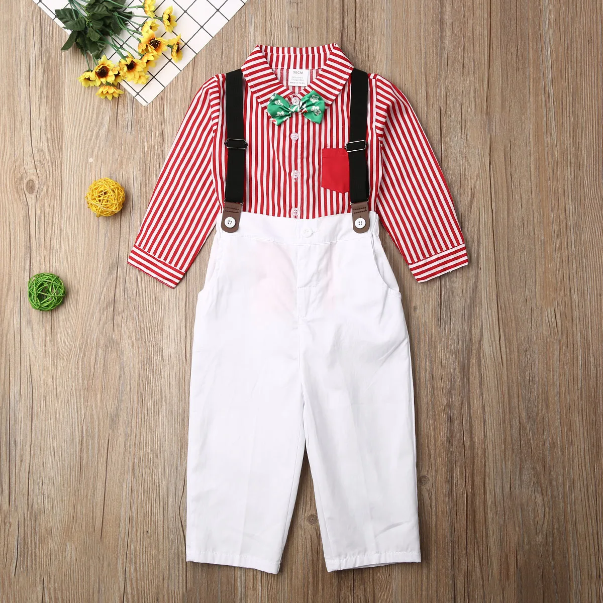 Toddler Baby Boy Christmas Party Suit Gentleman Tops Shirt Suspender