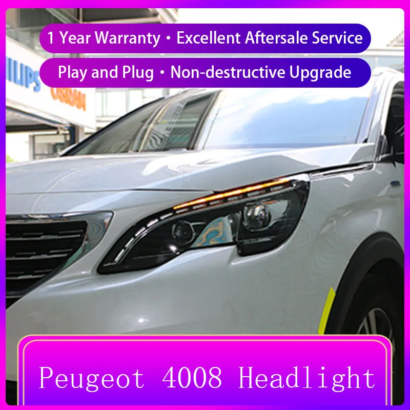

Для Peugeot 3008 4008 5008 2016 ~ 2020 полноразмерная светодиодная фара с ксеноновым проектором