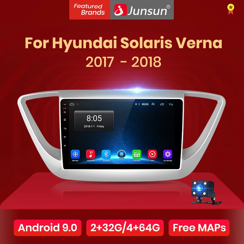 Junsun V1 2G+ 32G Android 9,0 для hyundai solaris Verna автомобильный Радио Мультимедийный видео плеер gps RDS 2 din dvd