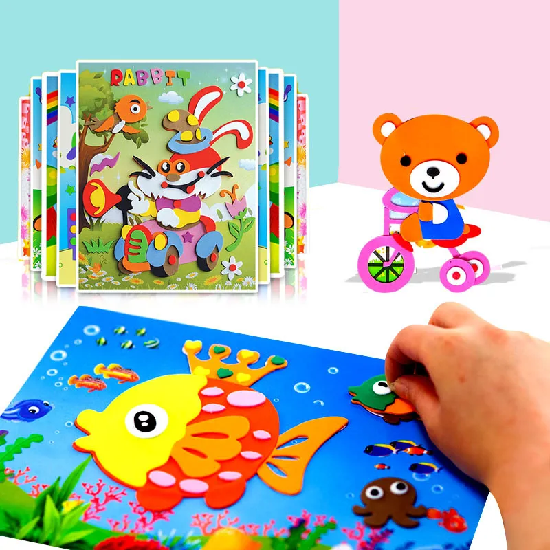 Наклейки 3D из пены ЭВА развивающие игрушки сделай сам с мультяшными животными