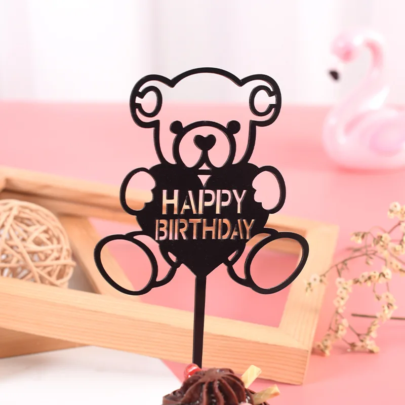 

14 patterns Gold Happy Birthday Cake Topper Acrylic Letter Gold Silver Black Cake Top Decoration for Birthday Party Supplies