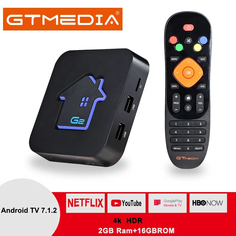 [Бразилия] GTMEDIA G2 tv Box+ сервер для ip-телевидения 4K HDR Android 7,1 Ultra HD 2G 16G wifi Google Cast Netflix IP tv Set top Box медиаплеер