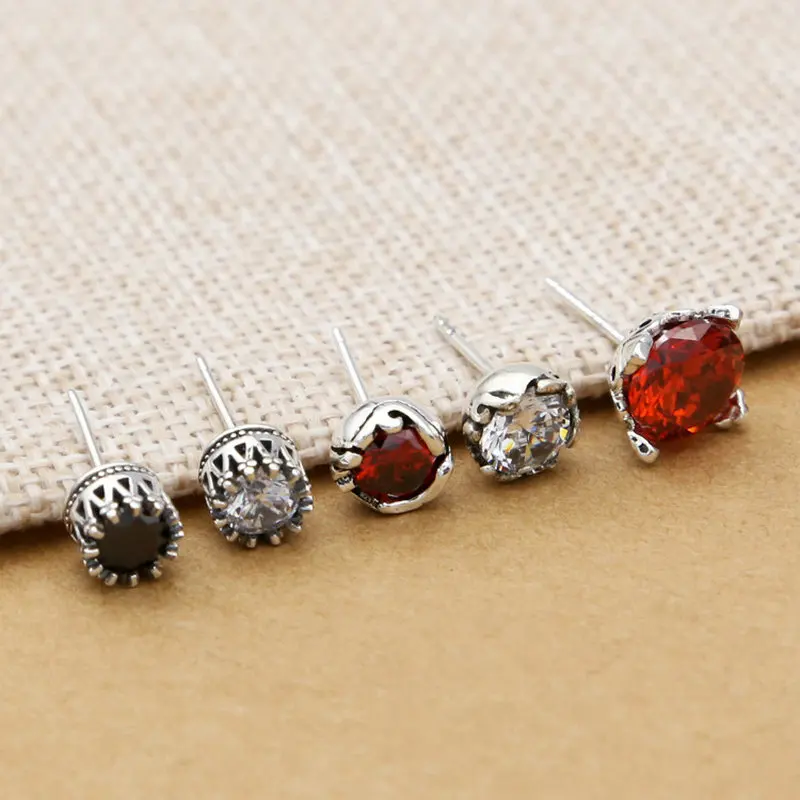 

925 Sterling Silver Zircon Fashion Stud Earring for Women Men Fine Jewelry