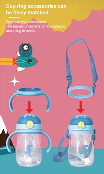 

Kids Children Cartoon Animal School Drinking Water Straw Bottle Gravity Ball Straw Baby Cup with Shoulder Strap Water Bottle