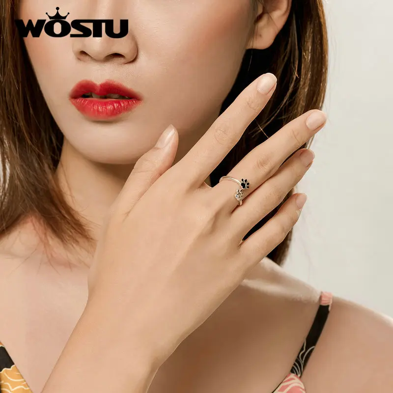 Женское Обручальное Кольцо WOSTU регулируемое Открытое кольцо из настоящего