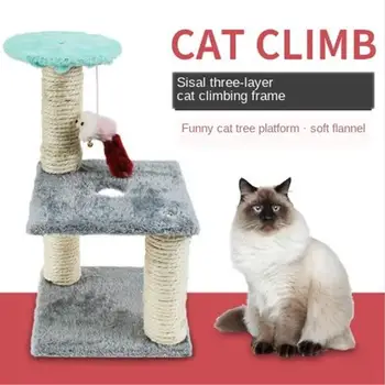 

Square Chassis Cat Climbing Frame Cat Scratching Post Plush Base Hairy Mouse Bell Sisal String Cat Climbing Tree Tower Shelves