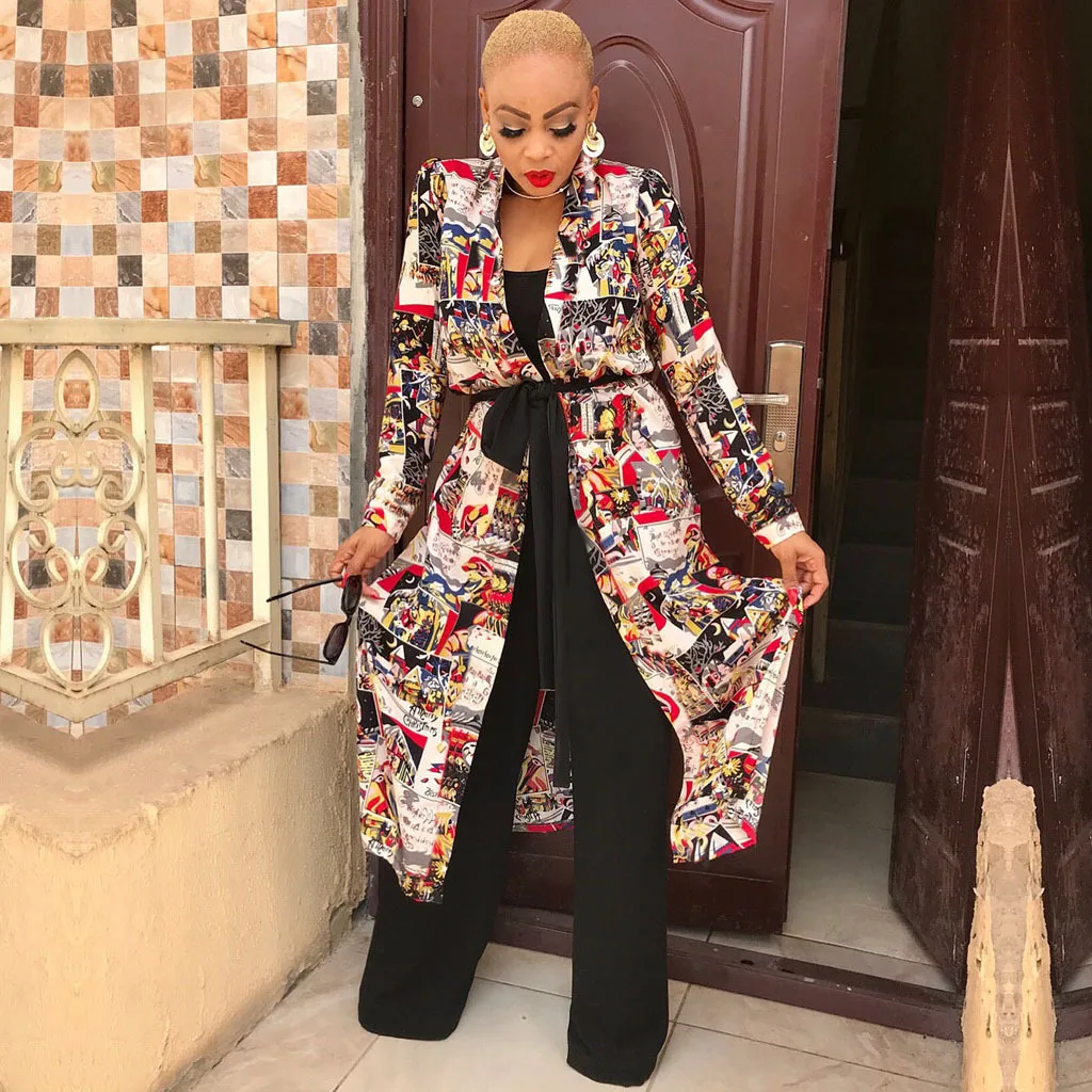 New Fashion 3852 Exclusive Women's Autumn And Winter New Print Coat With Belt
