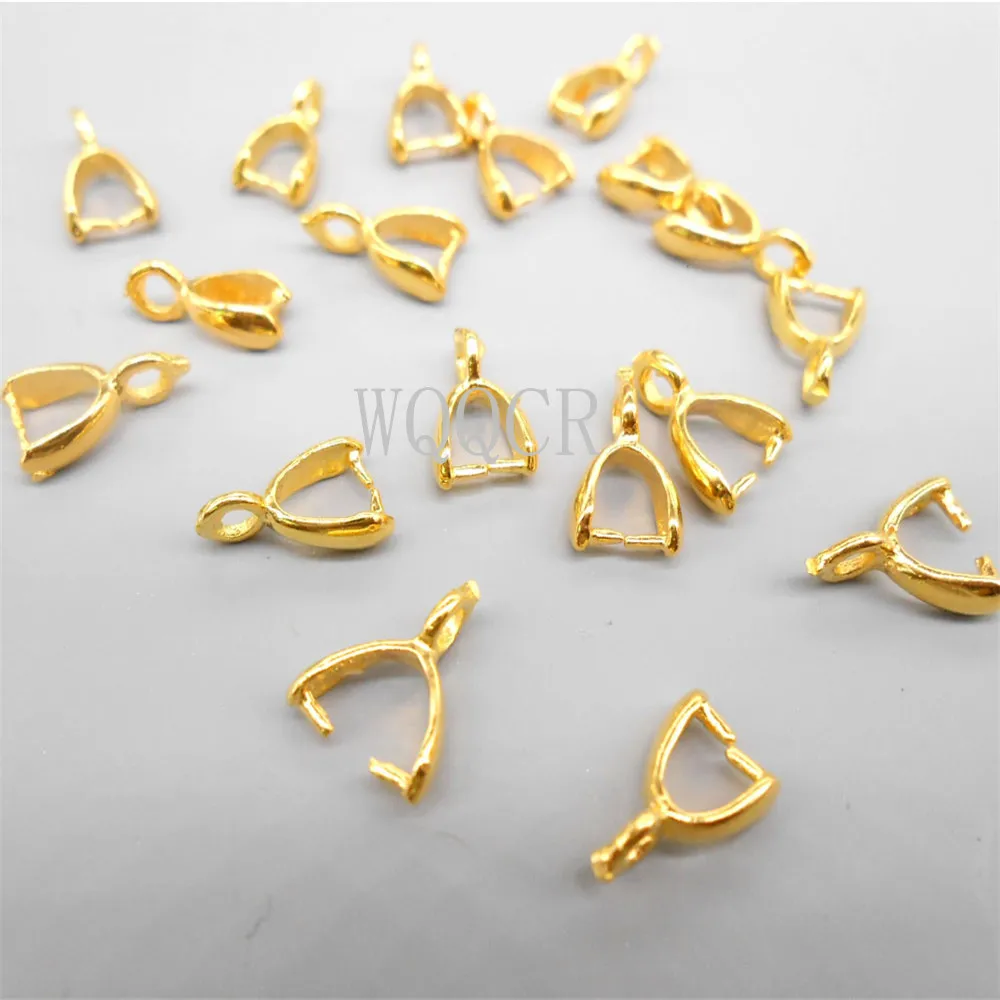 

50PCS Wholesale 18K Gold For Necklace Earrings DIY Jewelry Making Results Bail Connector With Clip Pendant Linker
