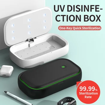 

LED Portable Disinfection Box UV Sterilizer Box For Cell Phone Mask Cleaner Sanitizer Disinfection Cabinet With Wireless