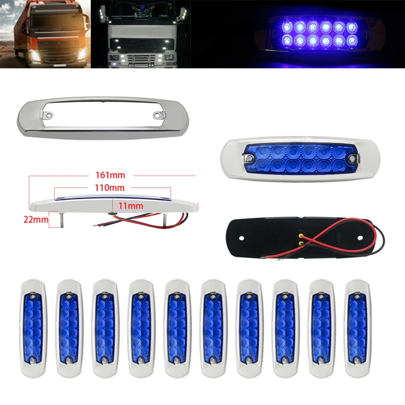 10 шт. Светодиодный Боковой светильник для автомобиля грузовика Синий Маркер
