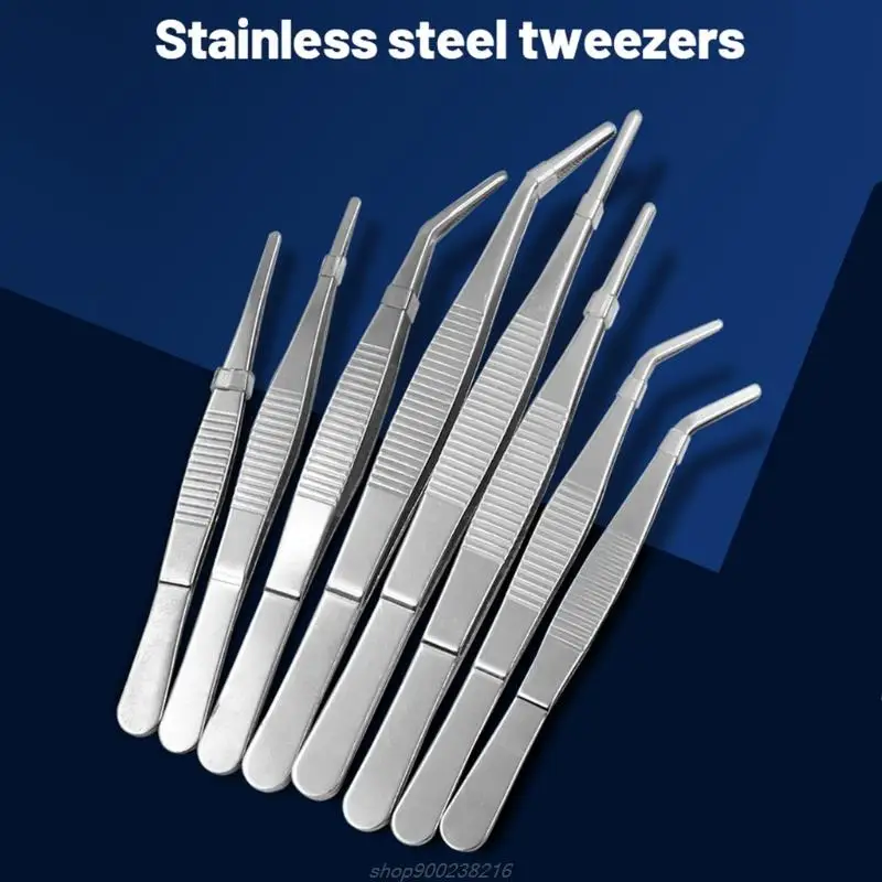 Stainless Steel Tweezer 12.5/14/16/18 cm Tweezers Non-Slip Straight Tweezers & Angled Professional AG30 21 Dropship