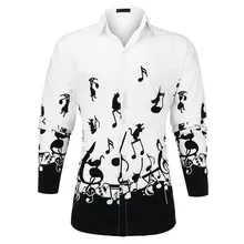 Хэллоуин новые печатные музыкальные ноты рубашки моды размера плюс с длинными рукавами Блузка размера плюс дышащая Эластичность Повседневная одежда