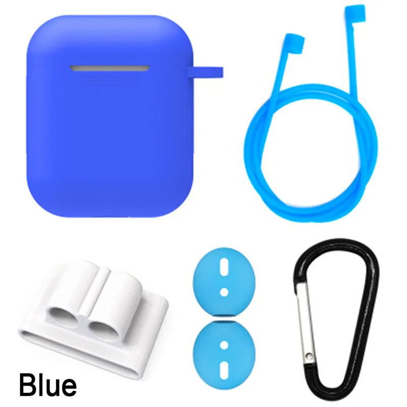 5 шт./компл. силиконовые Беспроводной Bluetooth футляр для наушников для Airpods Apple I10 I30 наушники-вкладыши TWS с вкладыши Наушники Аксессуары Защитная крышка - Цвет: Синий