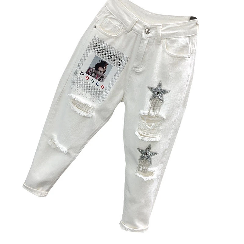 white jeans in store