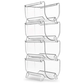 

Refrigerator Wine and Water Bottle Rack, 4-Piece Stackable Plastic Wine Rack Storage Box