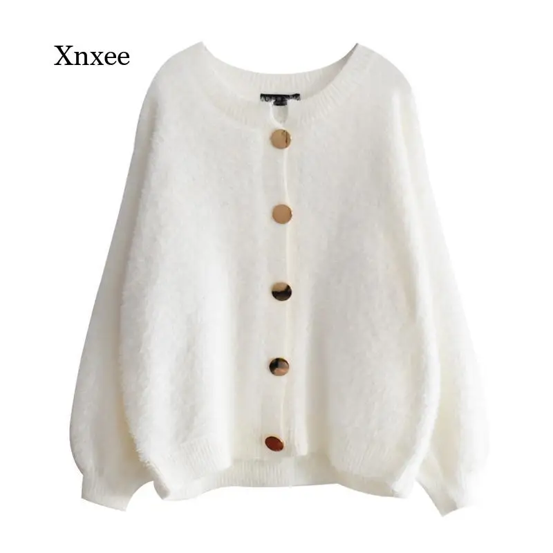 

Весенний кардиган, Женский однотонный дизайнерский элегантный корейский Повседневный Универсальный свитер на пуговицах с круглым вырезом в стиле ретро