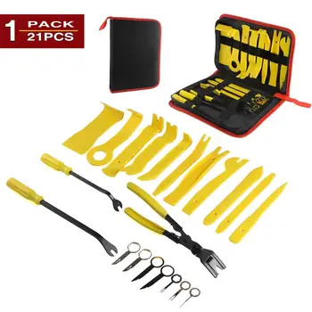 

21Pcs Car Trim Removal Tool Set Panel Door Audio Removal Auto Clip Pliers Fastener Remover Pry Tool with Storage Bag Yellow