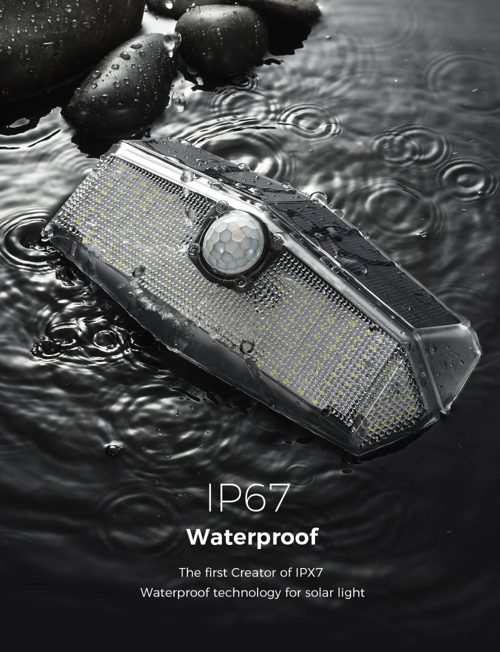 2 Pack LITOM 200 LED Solar Charging Lights with Upgraded PIR Sensor Head IPX7 Waterproof Motion Sensor Lamp Solar Garden Lights (8)