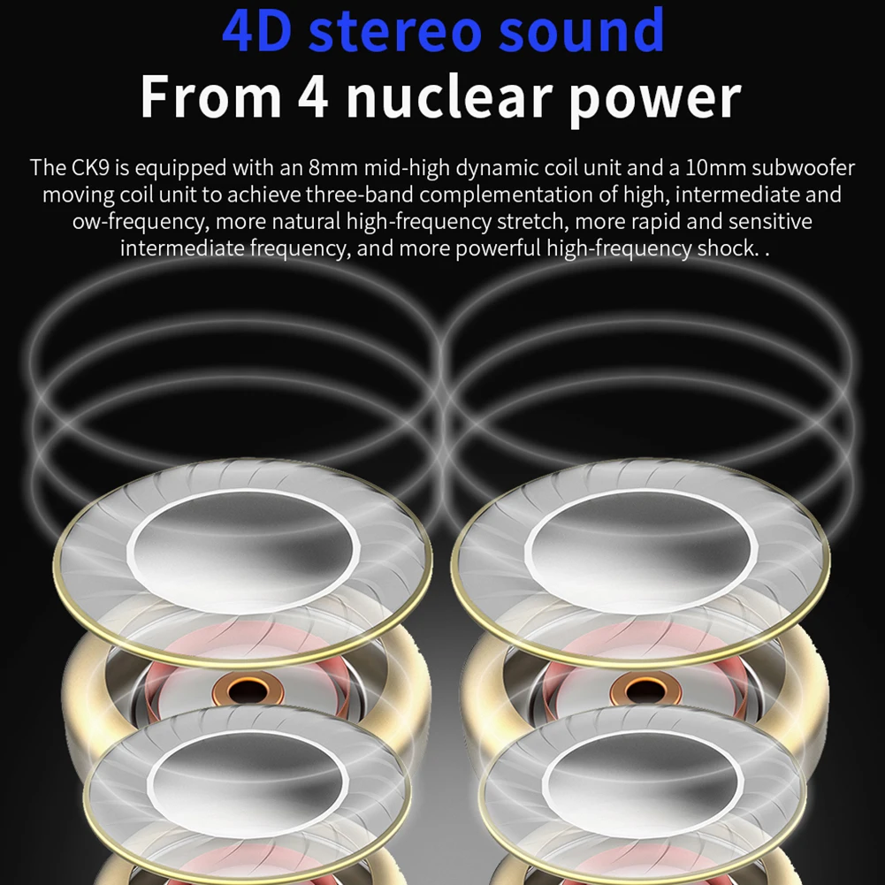 QKZ CK9 двойной движущаяся катушка мощный бас, Hi-Fi микрофон в ухо спортивные наушники