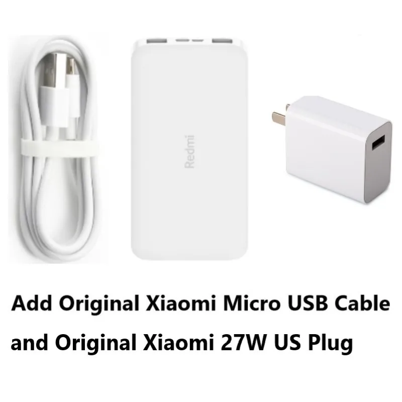 Set 3 Xiaomi Redmi внешний аккумулятор 20000 мАч 18 Вт QC3.0 внешний аккумулятор быстрая зарядка версия белый большой емкости внешний аккумулятор портативное зарядное устройство для телефона - Цвет: Set 3