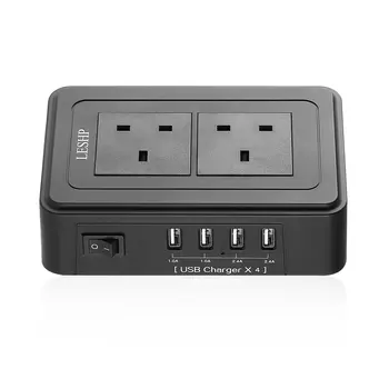 

Portable USB Smart Power Charging Socket 4 USB Ports 1-2.4A Black 10A 2500W Environmental Protection