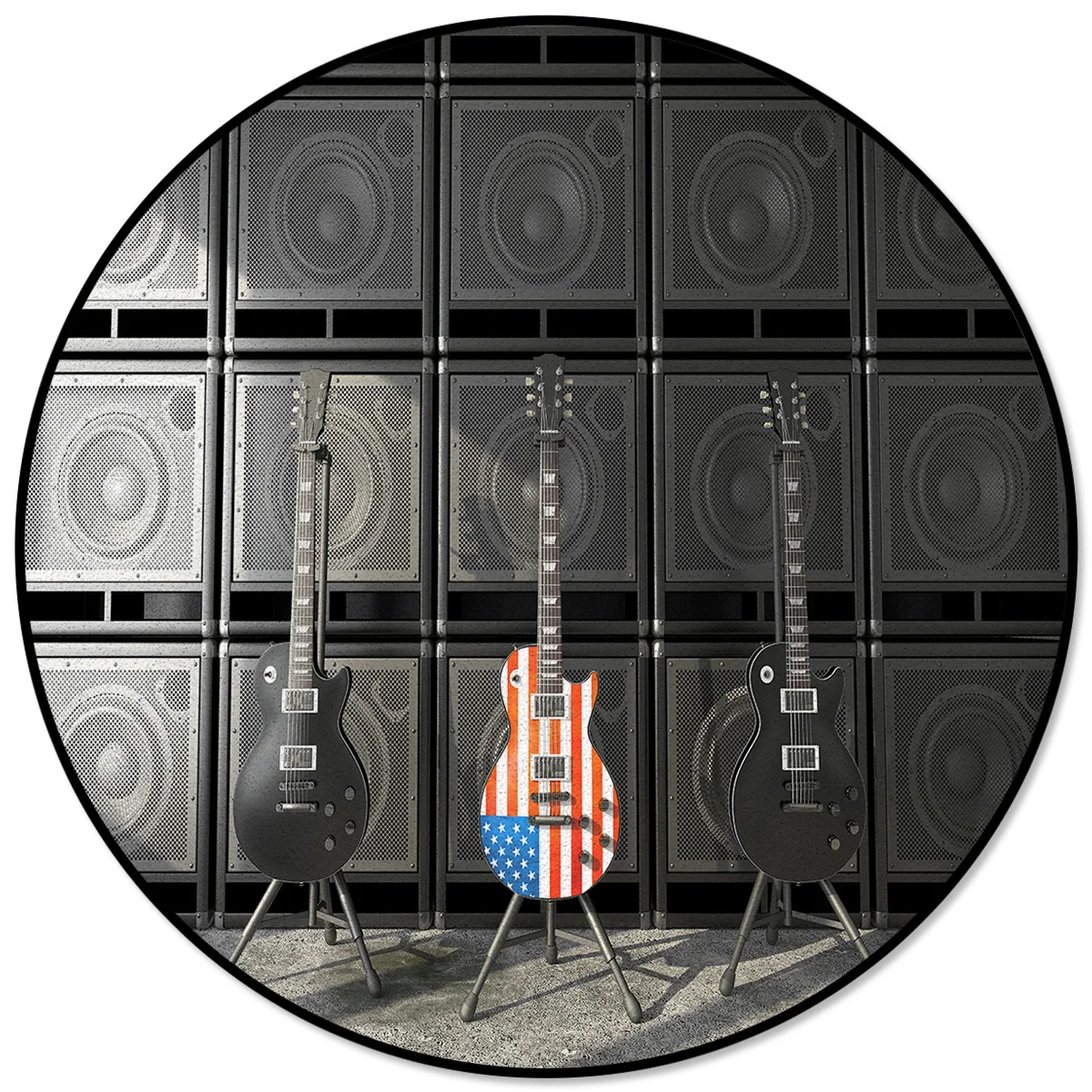 Musical Instrument Guitar American Flag New Anti-slip Round Carpet Computer Chair Pad Living Room Mat Children Bedroom Rugs