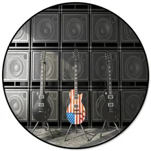 Musical Instrument Guitar American Flag New Anti-slip Round Carpet Computer Chair Pad Living Room Mat Children Bedroom Rugs