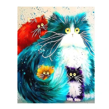 

Cat Pattern Beginner Pictures For Kids Adults Animal Bright Color Home Decor DIY Gift Painting By Numbers Acrylic Wall Art