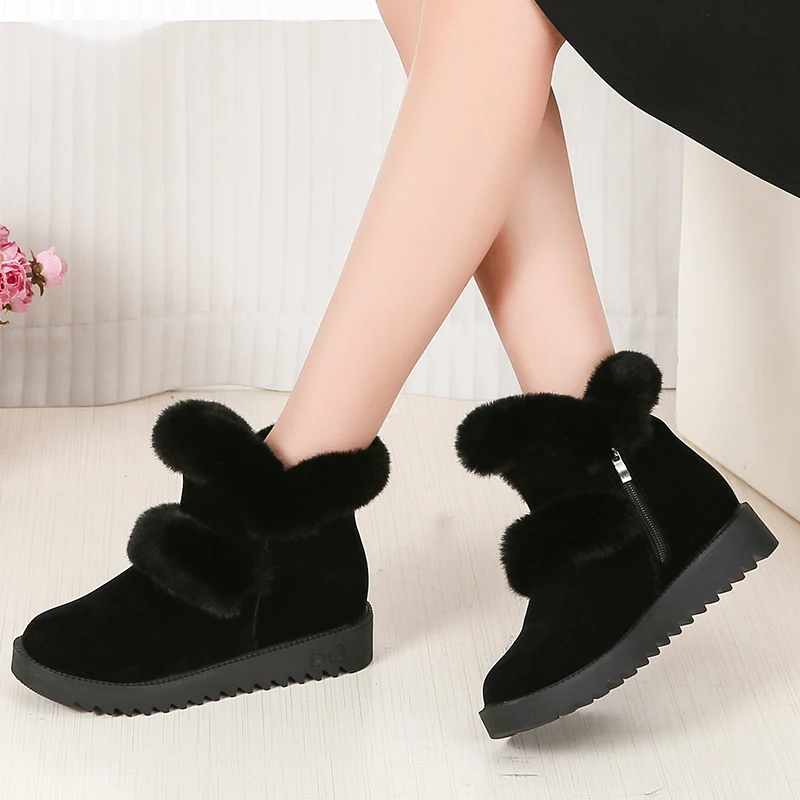 Snow Boots Brand Women Winter Boots Flat Heel Suede Mother Shoes Antiskid Flexible Women Fashion Casual Furry Boots
