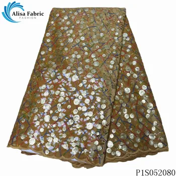 

Alisa african velvet lace fabric with sequins french net laces 2020 high quality embroidery nigerian fabrics 5 yards/pcs for DIY