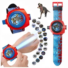 Montre de Projection 3D pour enfants, 24 modèles de dinosaures avec bracelet en plastique, jouet éducatif pour garçons, horloge cadeau