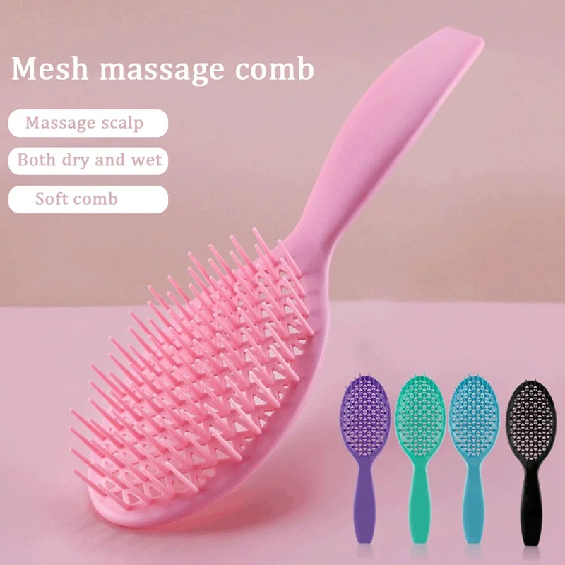 

5 Colors Candy Oval Integrated Mesh Massage Hairdressing Comb Ladies Household Plastic Wet And Dry Comb