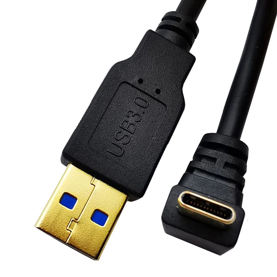 Cavo USB C 30 Cm Angolato 90° | Destro E Sinistro | Ricarica Veloce 3A E Trasferimento Dati 10Gbps | Per MacBook, Tablet, Smartphone Samsung E Google - 3