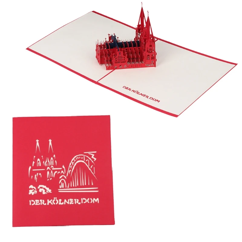  3D Pop Up Paper Greeting Card Church Valentine Anniversary Invitations Handmade D08D - 4.00036E+12
