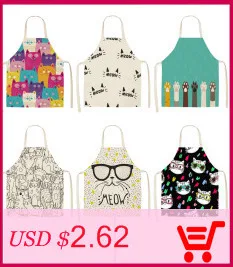 Kawaii Printed Elephant Car Sleeveless Aprons Kitchen Women Cotton Linen Pinafore Home Cooking Baking Waist Bib 53*65cm WQL0161