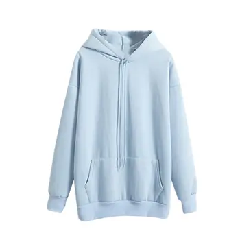 

new style women simple comfortable warm long sleeve lovely multiple solidcolor optional velvet loose hooded long sleeve h