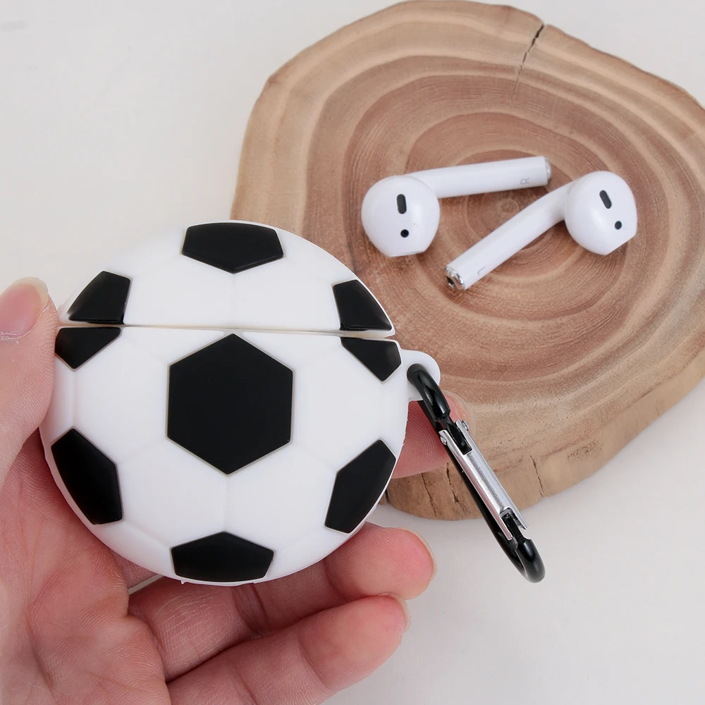 3D чехол для наушников в футбольном стиле, защитный корпус, беспроводной Bluetooth чехол для зарядки наушников, силиконовый чехол для Apple AirPods