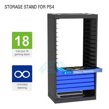 

PS4 Multifunctional Disic Storage Tower Games Discs Holder Vertical Stand 18 Game Disks for Sony PlayStation4 Pro Slim/Xbox One