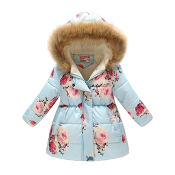 Осенне-зимняя детская куртка толстые теплые куртки для девочек верхняя одежда на молнии с капюшоном для девочек пальто для девочек с мультипликационным принтом - Цвет: As the picture