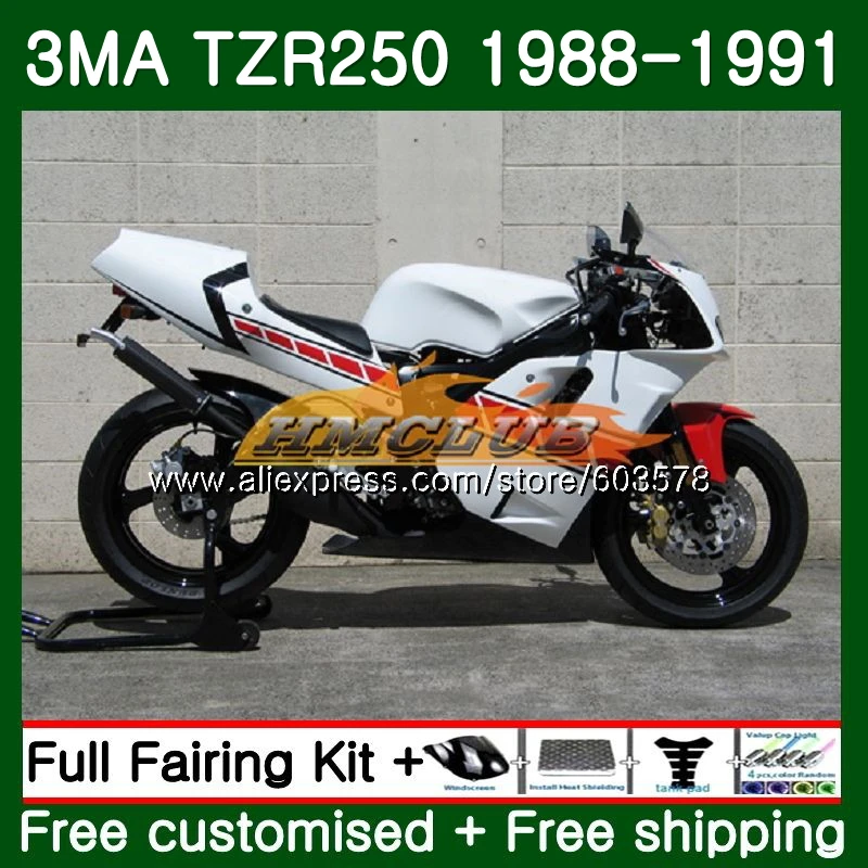 Корпус для YAMAHA TZR-250 3MA TZR250 1988 1989 1990 1991 121CL. 28 TZR250RR TZR250 RS YPVS ТЗР 250 88 89 90 91 белый глянец обтекатель