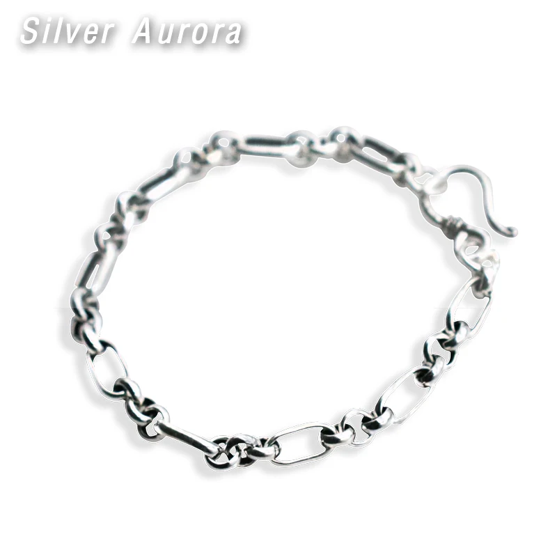 

Punk Couple Survival Bracelet 100% Real 925 Sterling Silver Women Men Friendship Charm Bracelet Bangle Jewelry