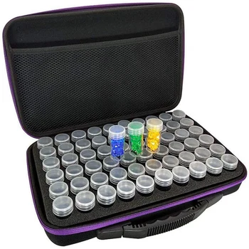 

60 Slot Diamond Painting Storage Case,60 Grids Zipper Bag Beads Organizer for DIY Diamond, Nail and Other Small Items