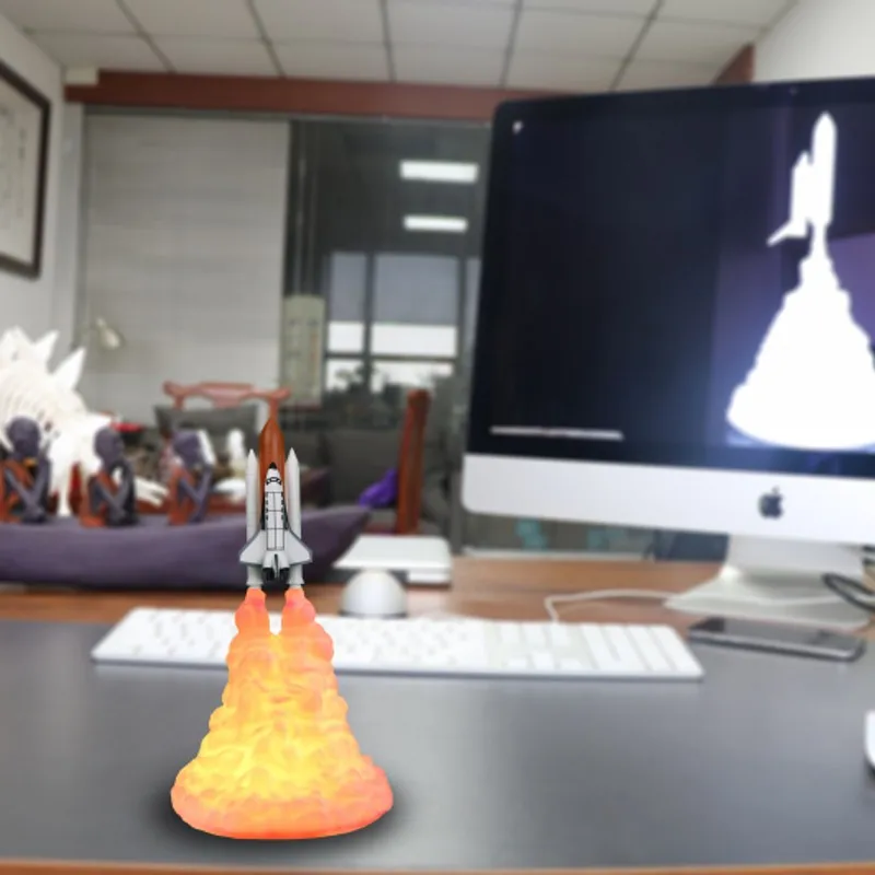 3D печать космический челнок ночные огни интерьер декоративные настольные лампы любителей космоса светильник «Луна» детский подарок ракета огни