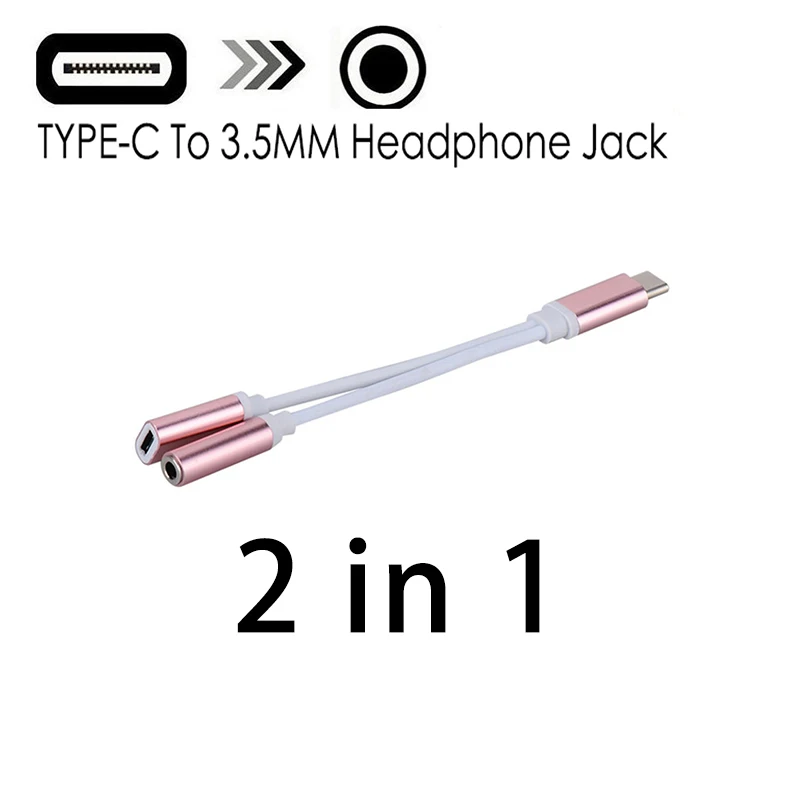 2 в 1 Тип C до 3,5 мм зарядное устройство для наушников аудио разъем USB C кабель портативный type-C до 3,5 мм разъем адаптер для мобильного телефона - Color: 4